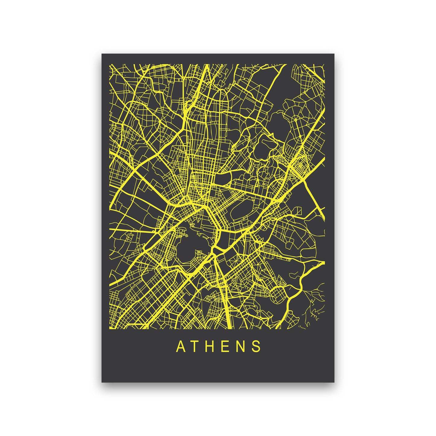 Athens Map Neon Art Print by Pixy Paper Print Only