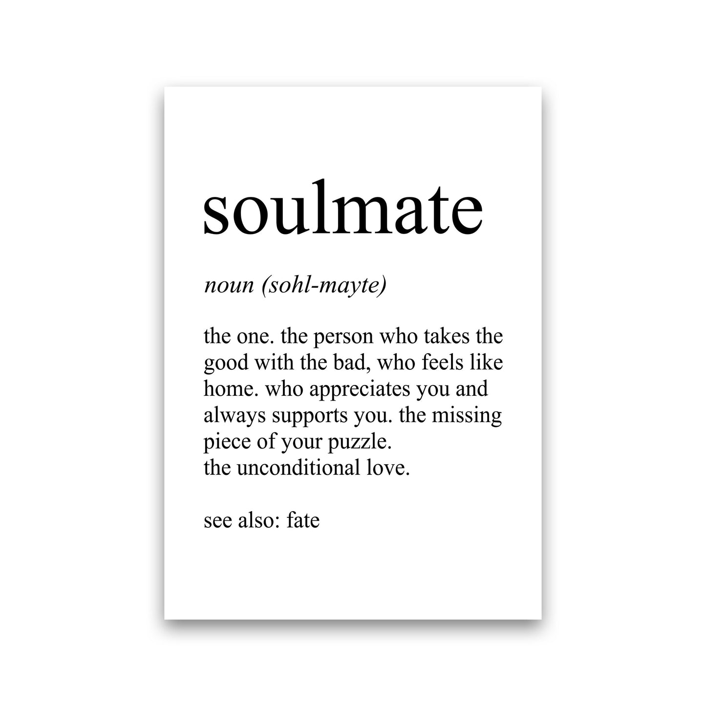 Soulmate Definition Art Print by Pixy Paper Print Only