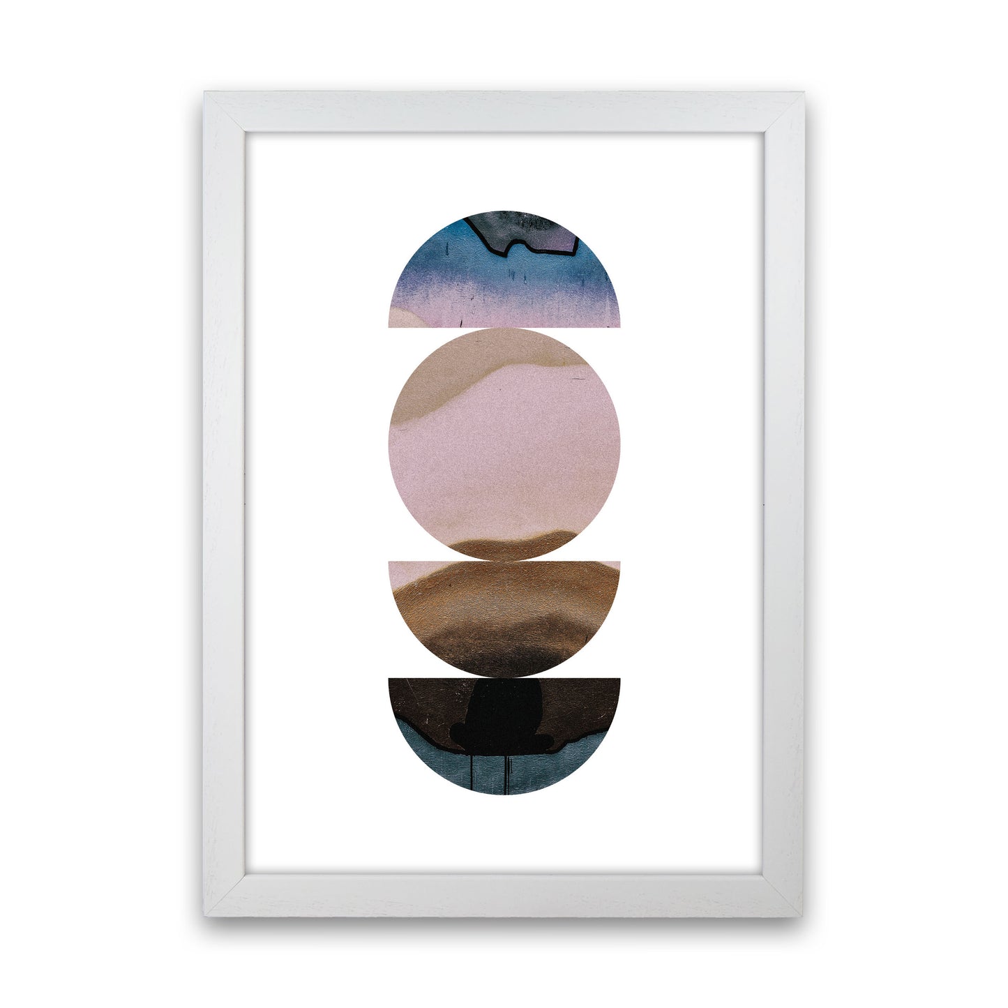 Abstract Circles White Background Modern Print White Grain