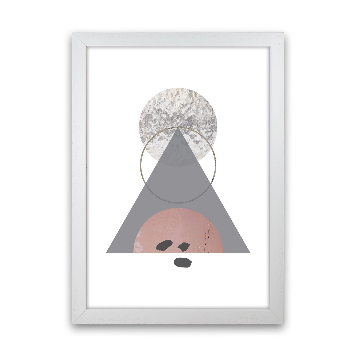 Peach, Sand And Glass Abstract Triangle Modern Print White Grain
