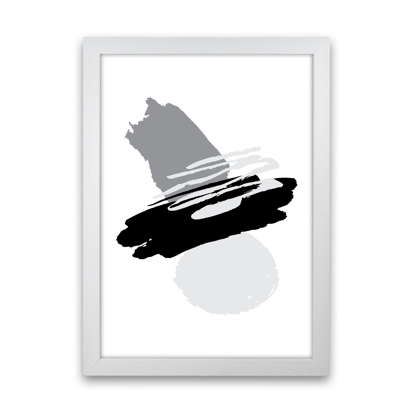Black And Grey Abstract Paint Shapes Modern Print White Grain