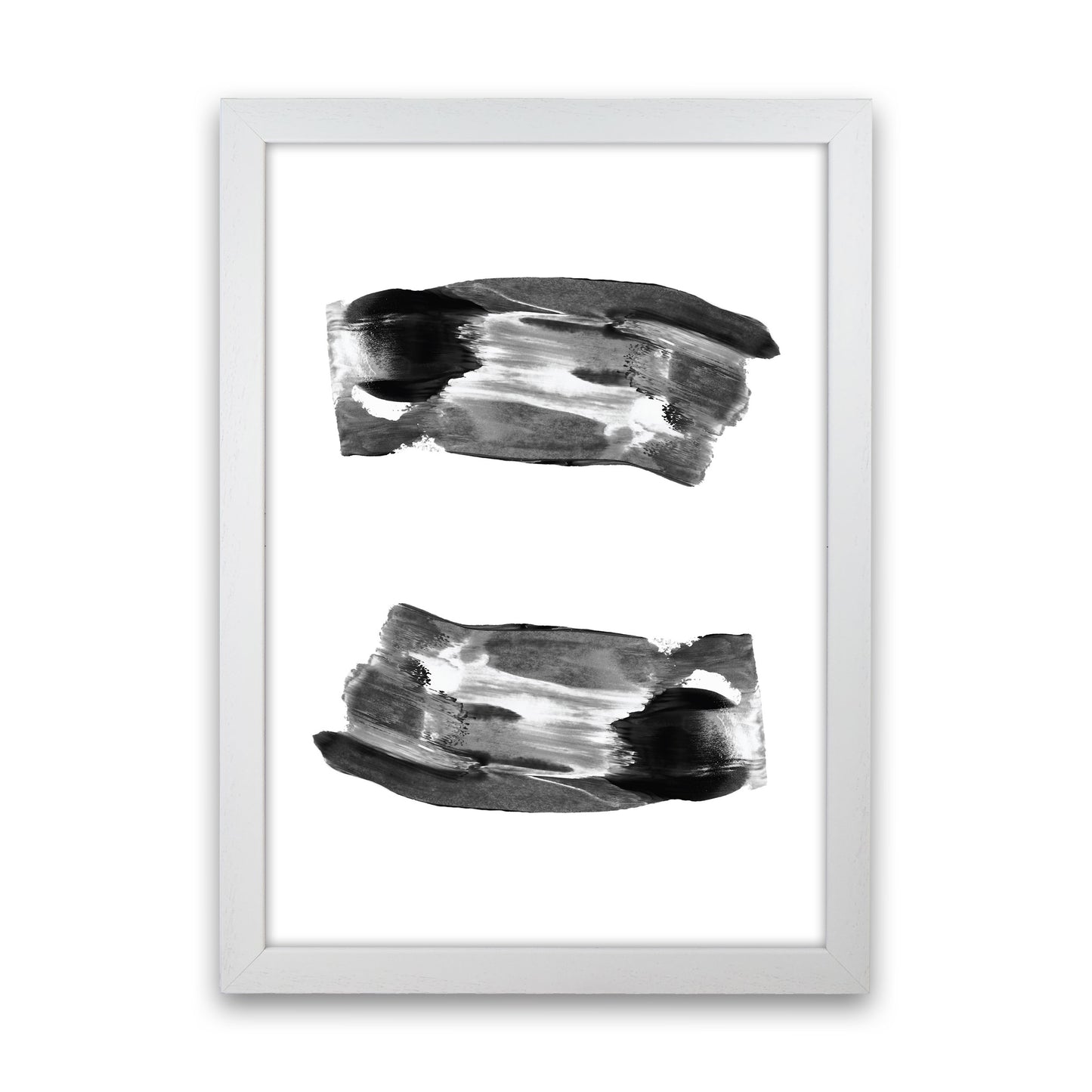 Black Abstract Paint Strokes Modern Print White Grain