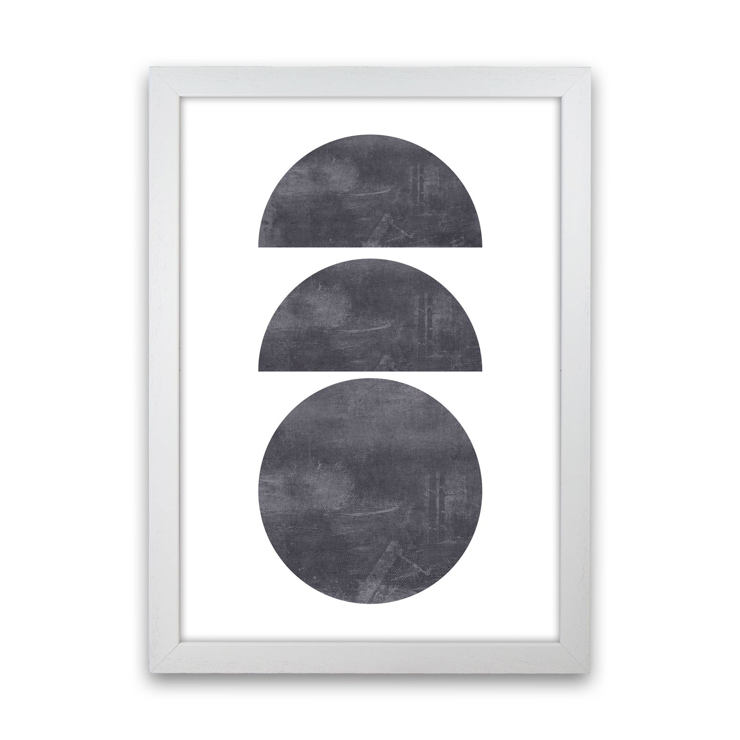 Abstract Scratched Texture Circles Modern Print White Grain