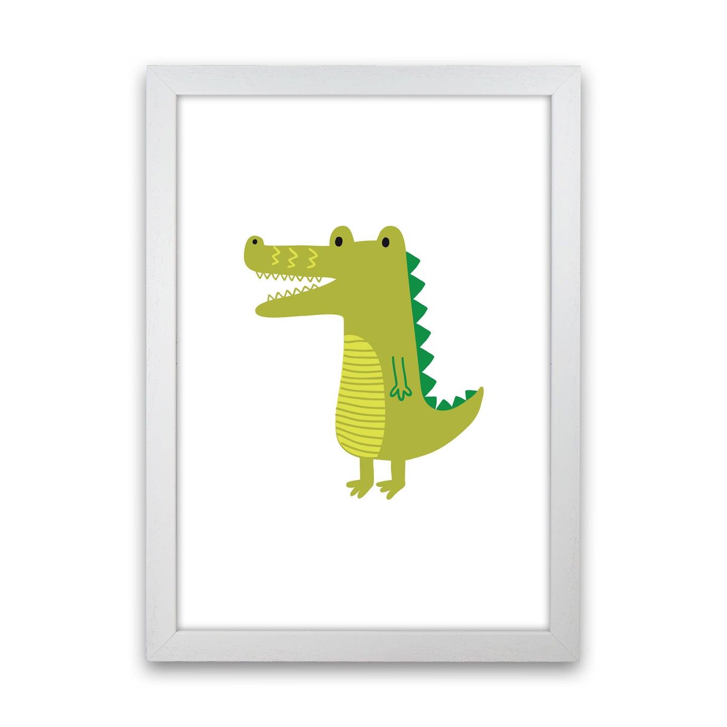 Children's Animals, Alligator Modern Print White Grain