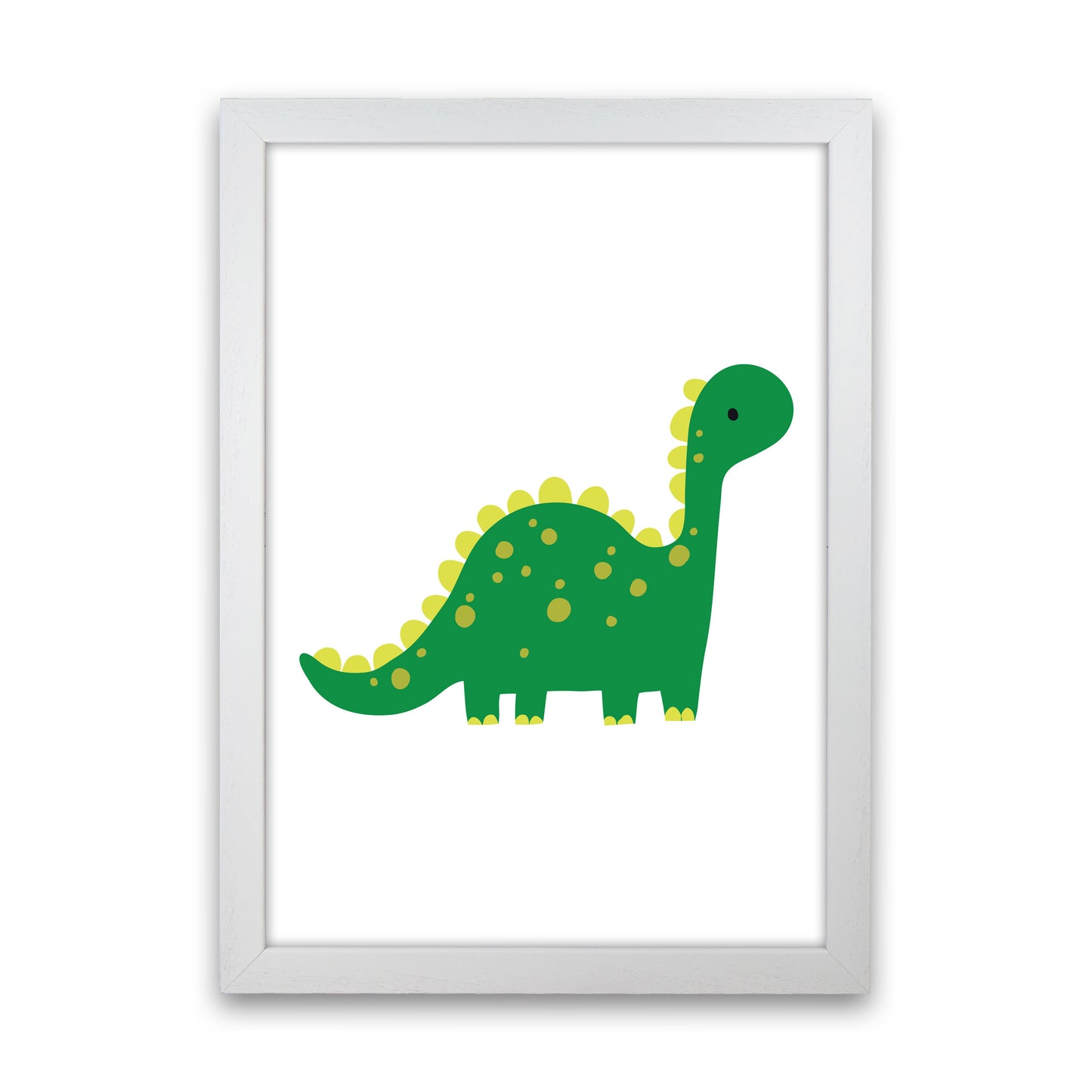 Children's Animals, Dino Modern Print White Grain