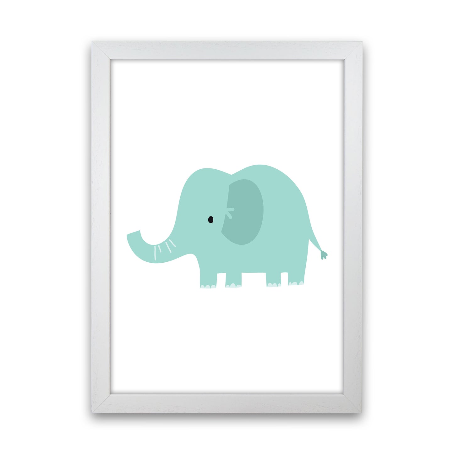Children's Animals, Elephant Modern Print White Grain