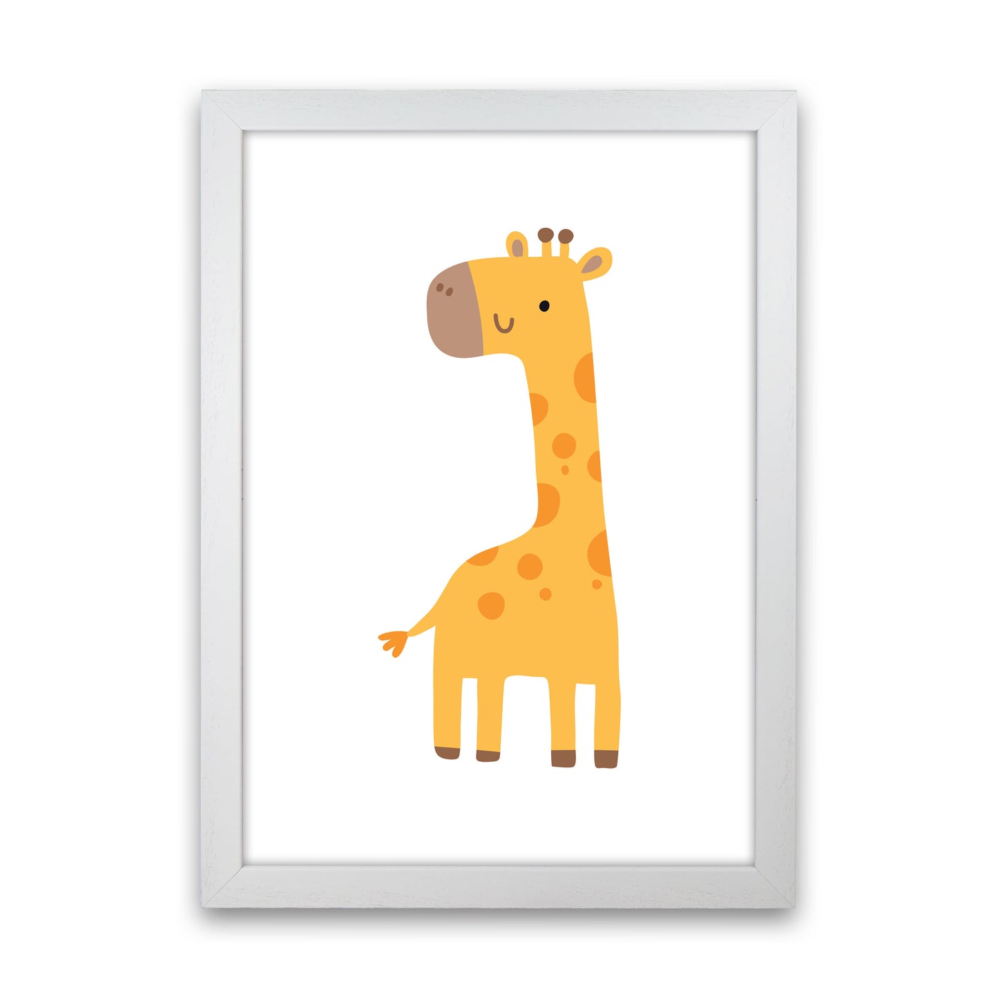 Children's Animals, Giraffe Modern Print White Grain