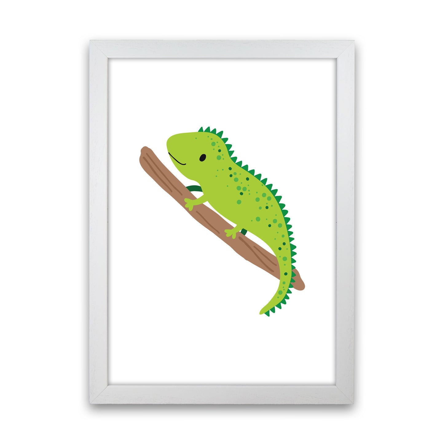 Children's Animals, Iguana Modern Print White Grain