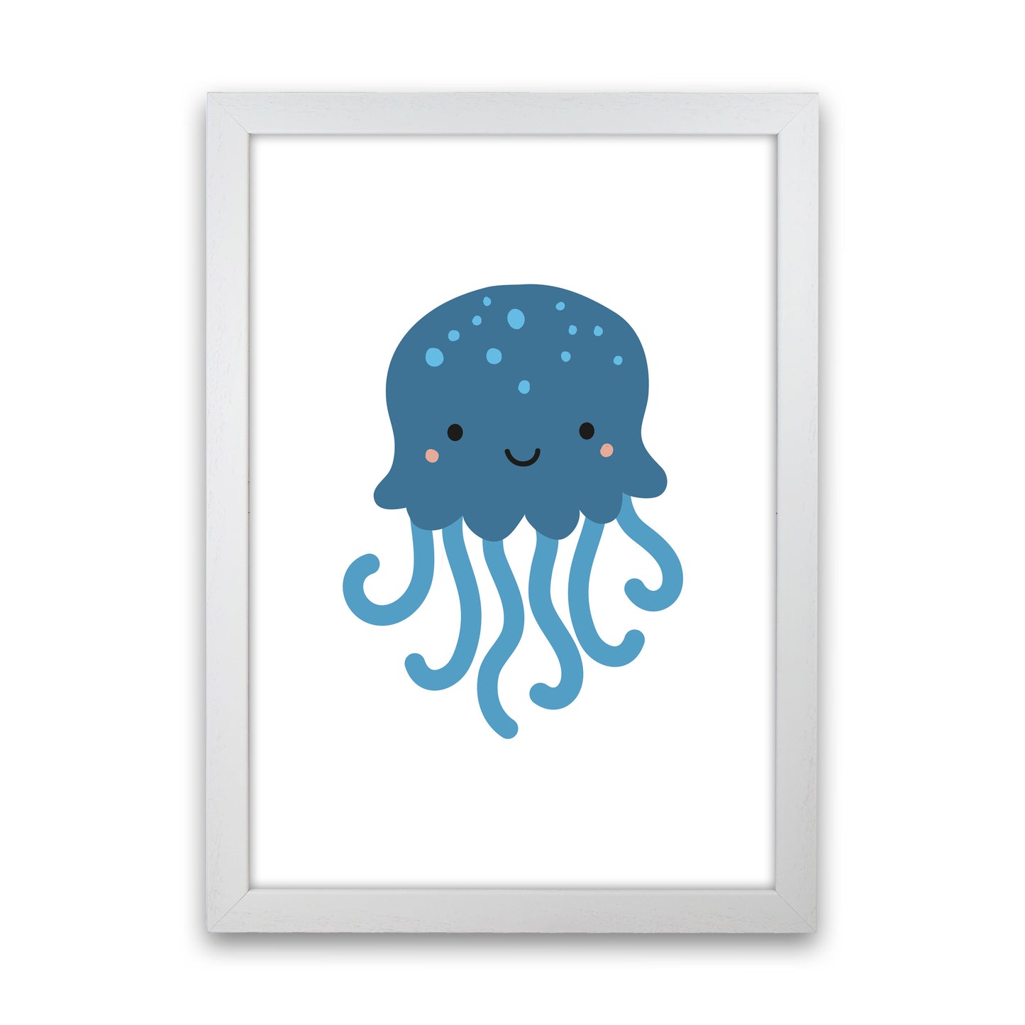Children's Animals, Jellyfish Modern Print White Grain