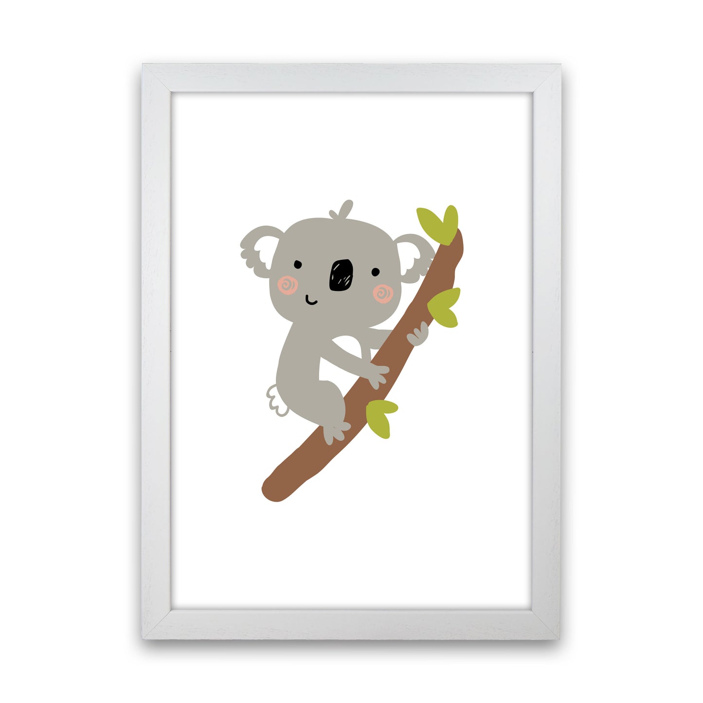 Children's Animals, Koala Modern Print White Grain