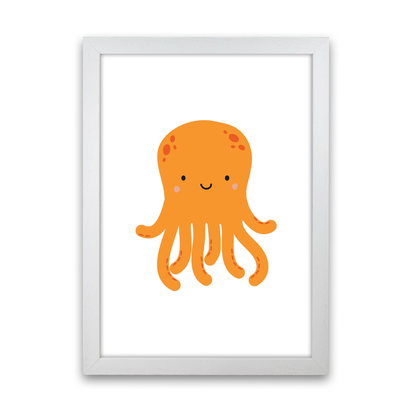 Children's Animals, Octopus Modern Print White Grain
