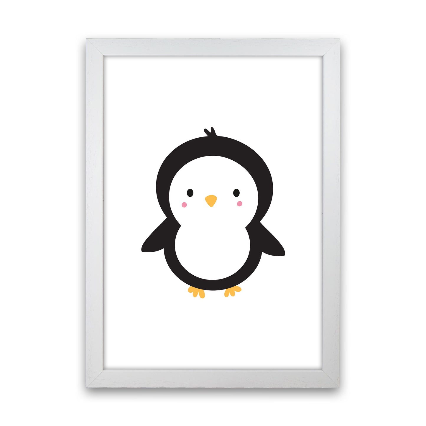 Children's Animals, Penguin Modern Print White Grain