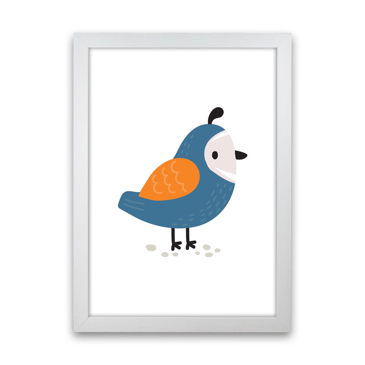 Children's Animals, Quail Modern Print White Grain