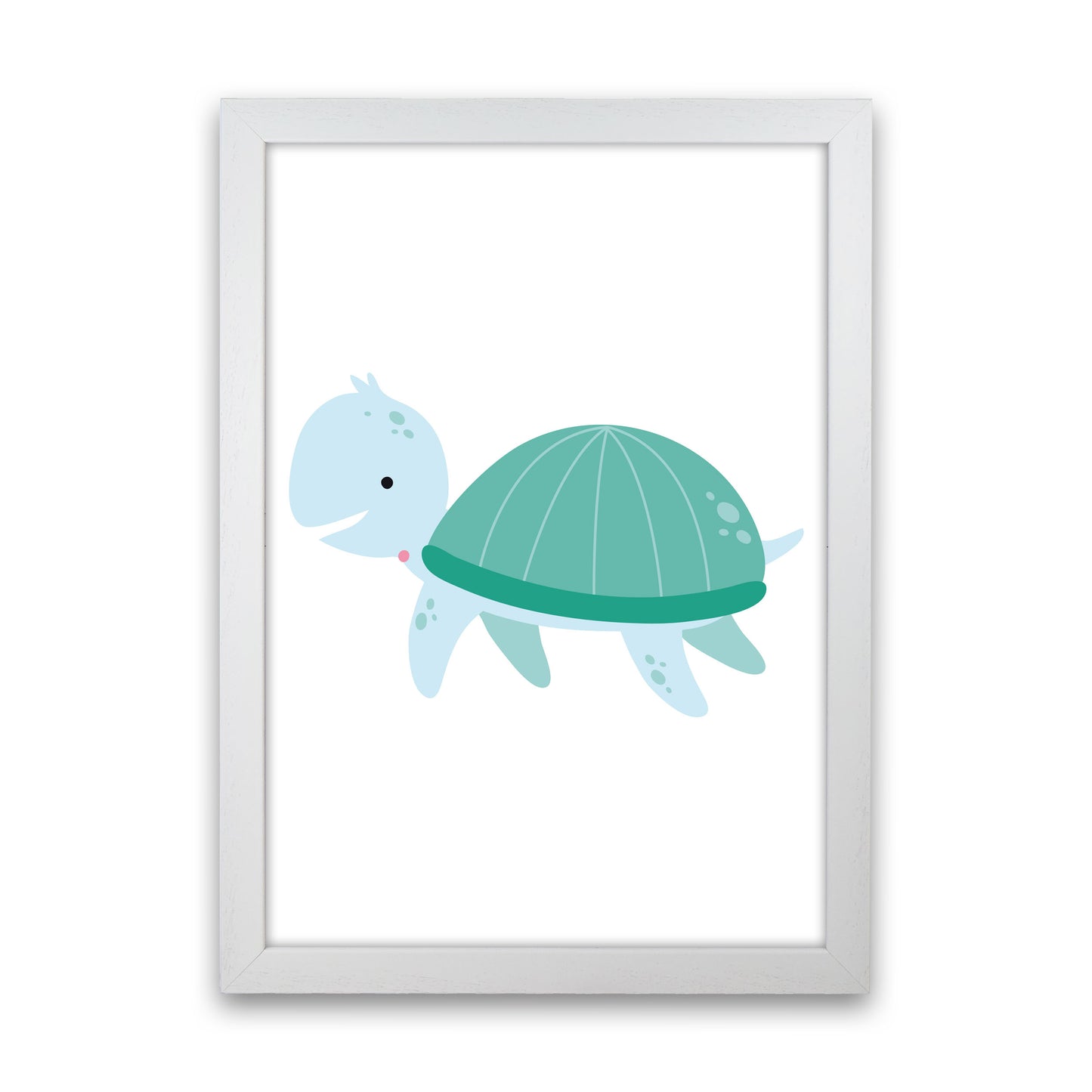 Children's Animals, Turtle Modern Print White Grain