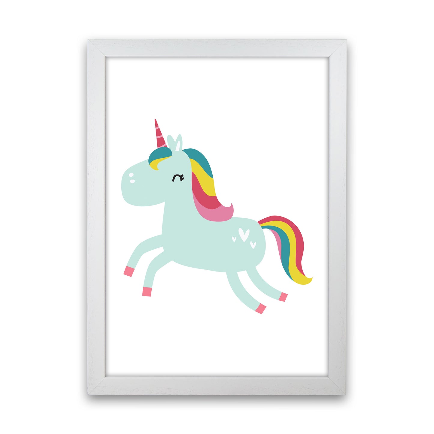 Children's Animals, Unicorn Modern Print White Grain