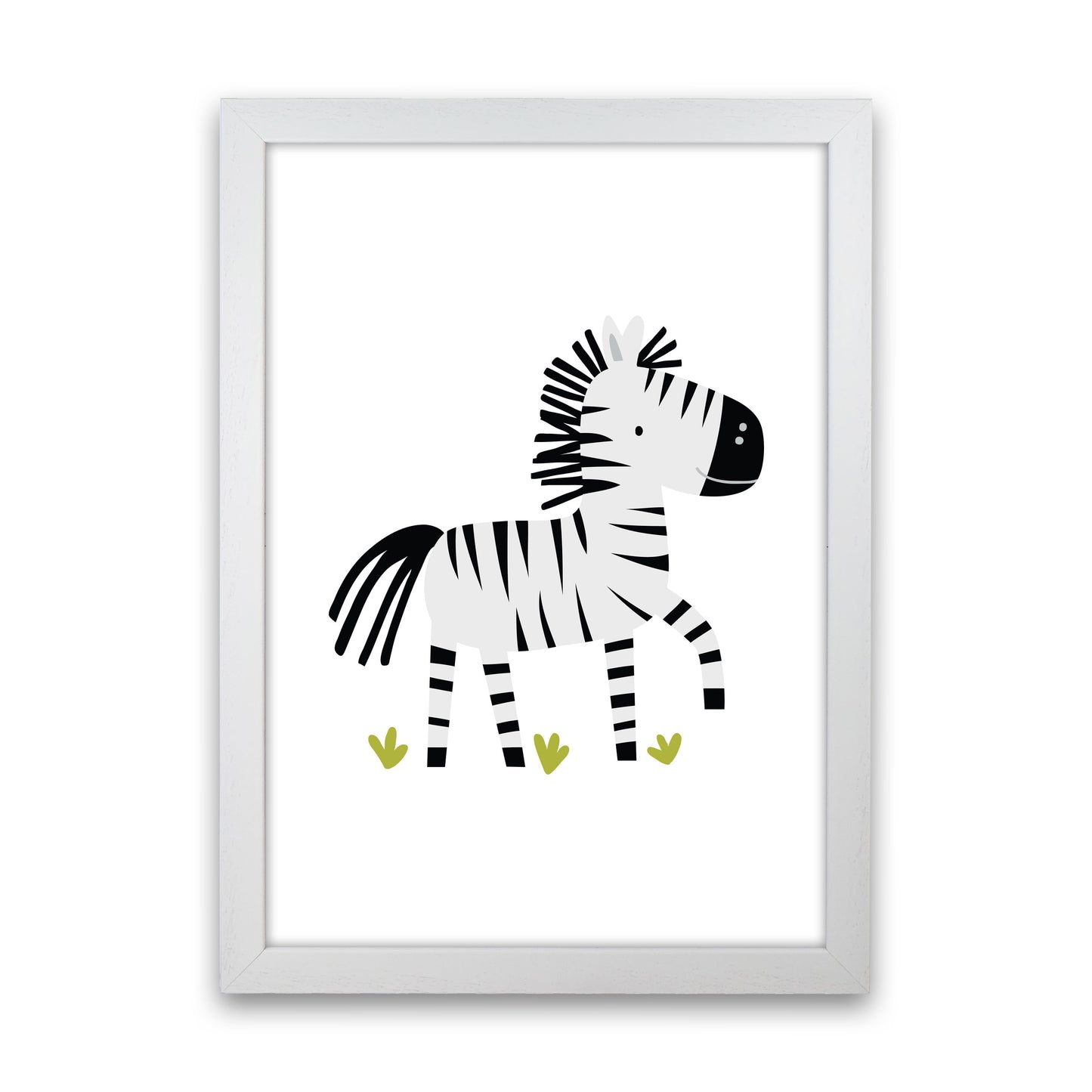 Children's Animals, Zebra Modern Print White Grain