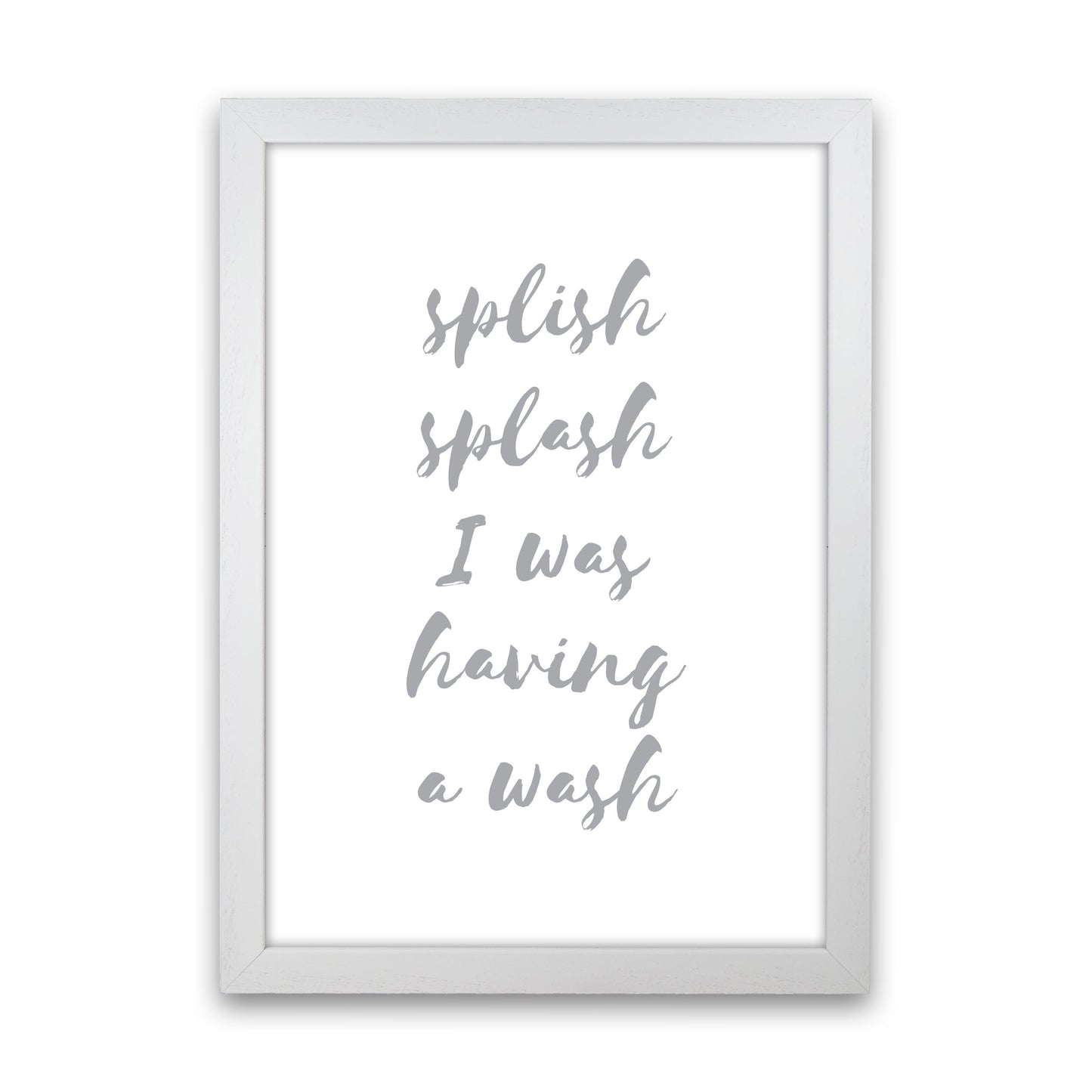 Splish Splash Grey, Bathroom Modern Print, Framed Bathroom Wall Art White Grain