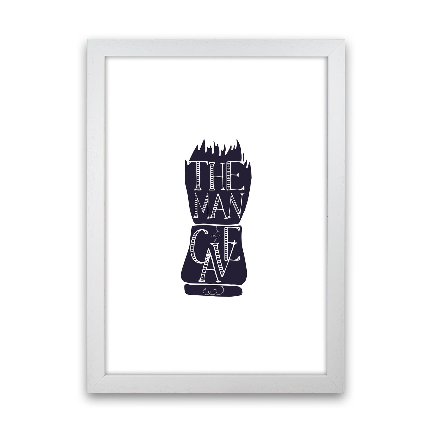 The Man Cave 2 Modern Print, Framed Bathroom Wall Art White Grain