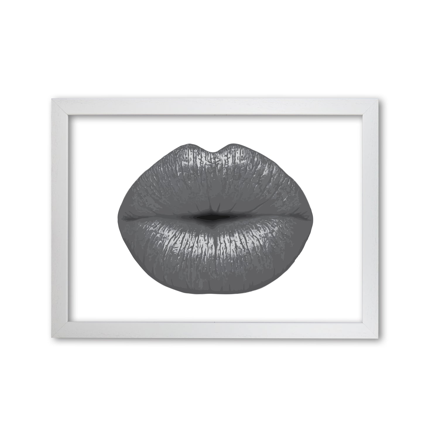 Lips Modern Print White Grain