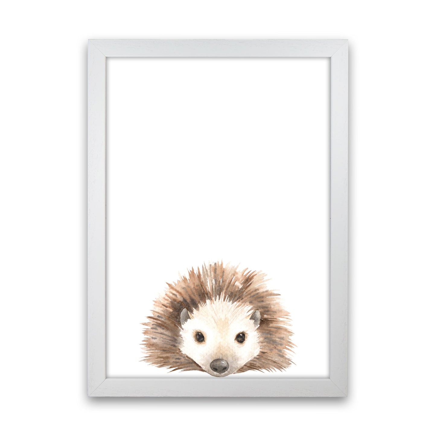 Forest Friends, Cute Hedgehog Modern Print Animal Art Print White Grain