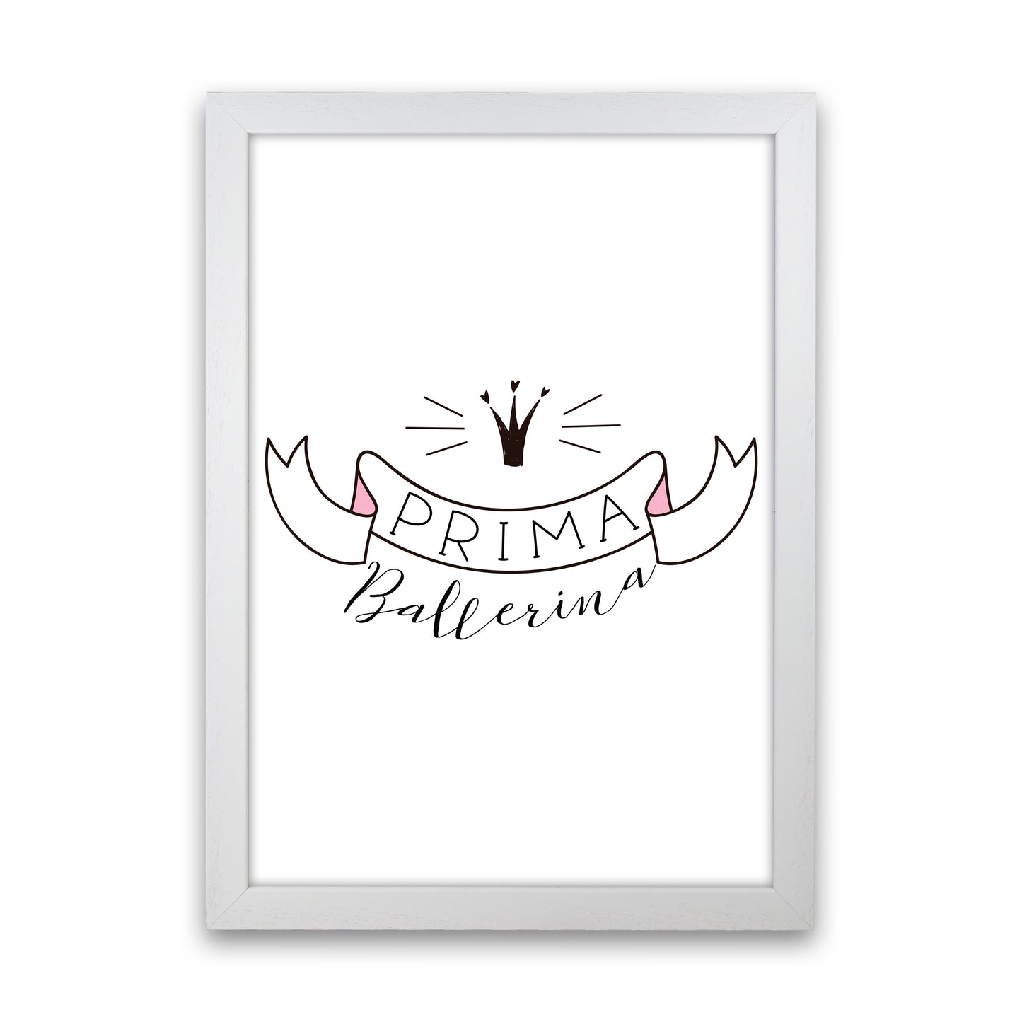 Prima Ballerina Framed Nursey Wall Art Print White Grain