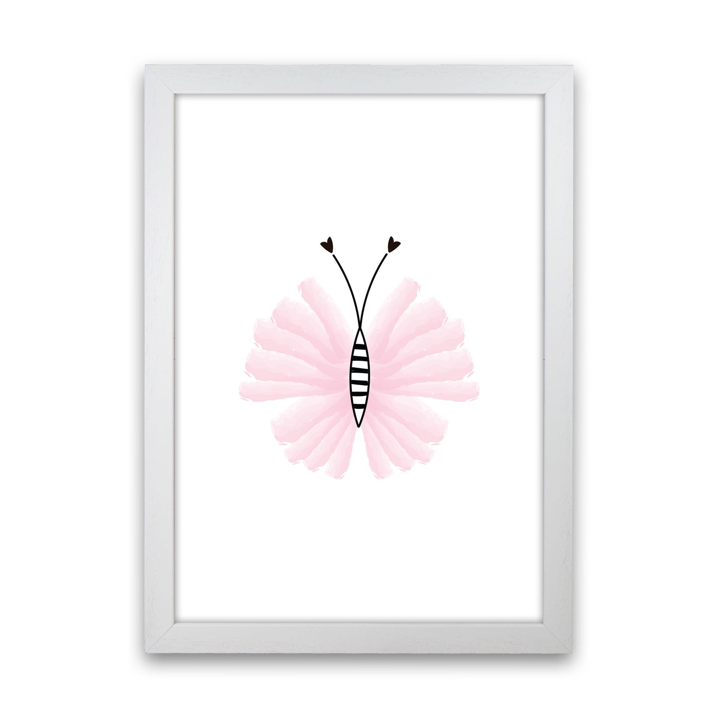 Pink Butterfly Modern Print Animal Art Print White Grain