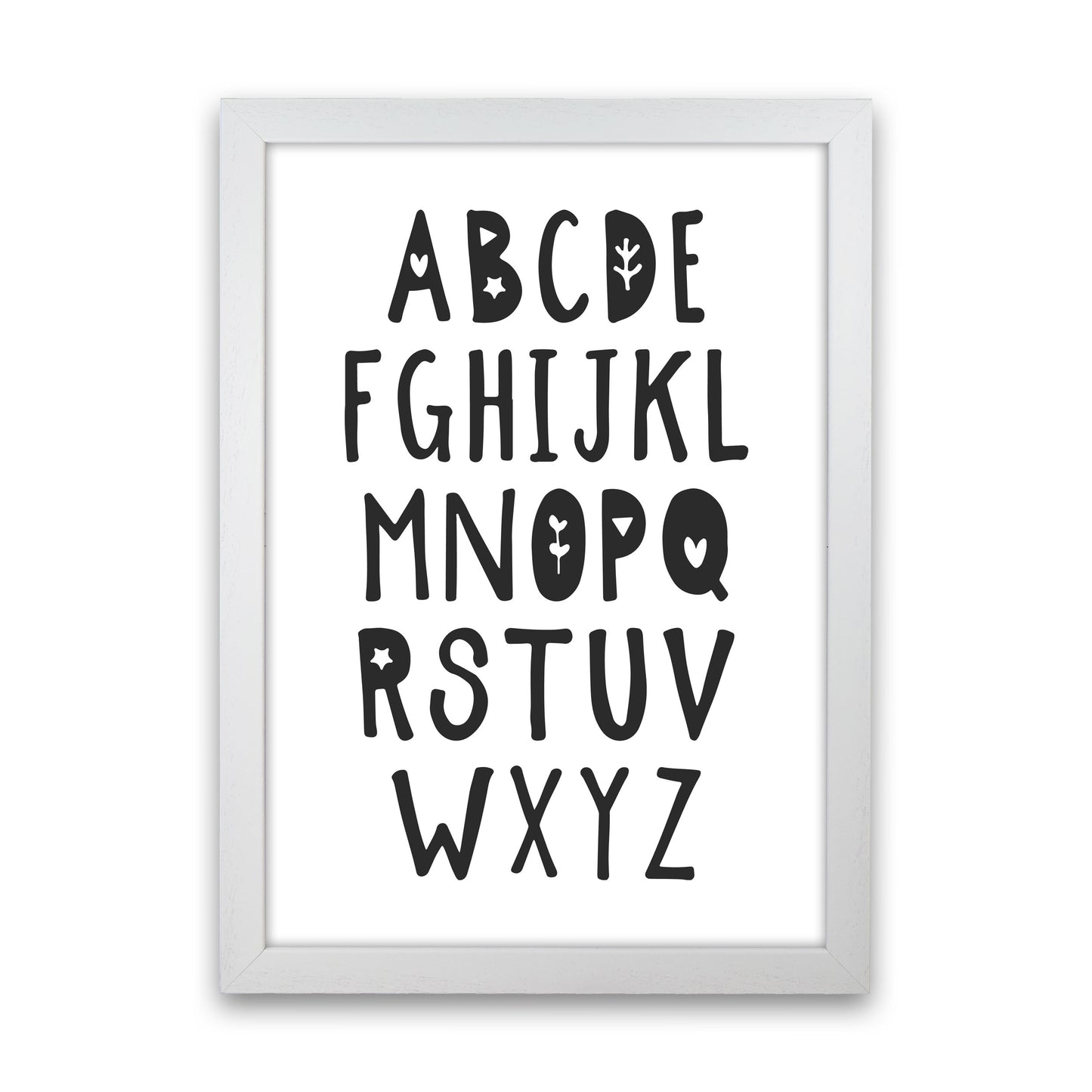 Black Alphabet Framed Nursey Wall Art Print White Grain