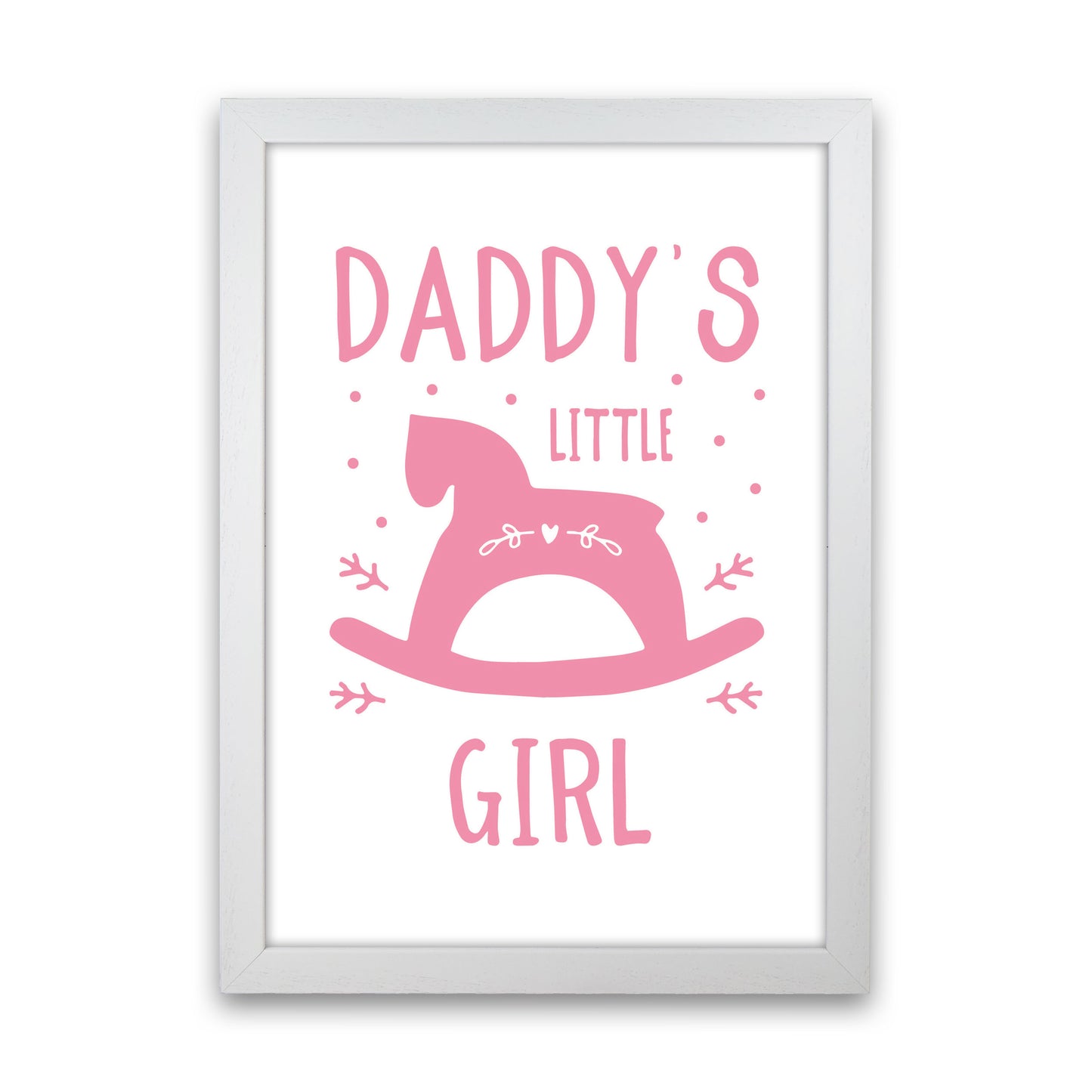 Daddy's Little Girl Framed Nursey Wall Art Print White Grain