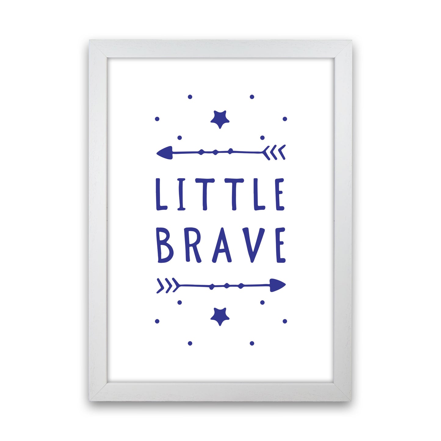 Little Brave Navy Framed Typography Wall Art Print White Grain