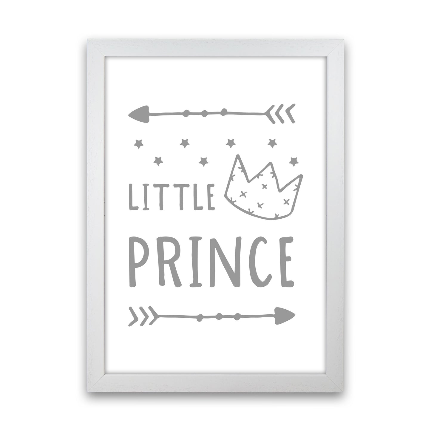 Little Prince Grey Framed Nursey Wall Art Print White Grain