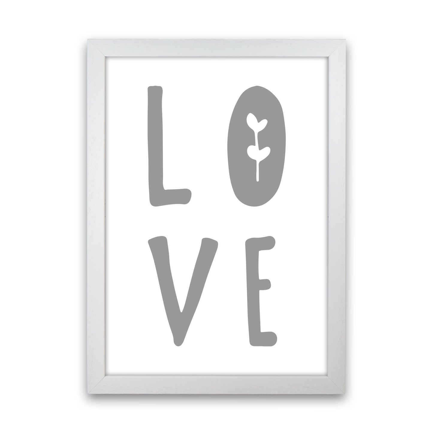 Love Grey Framed Typography Wall Art Print White Grain