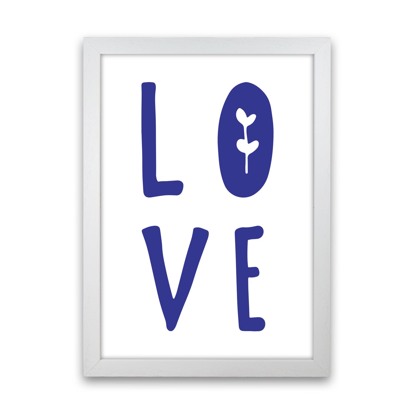Love Navy Framed Typography Wall Art Print White Grain