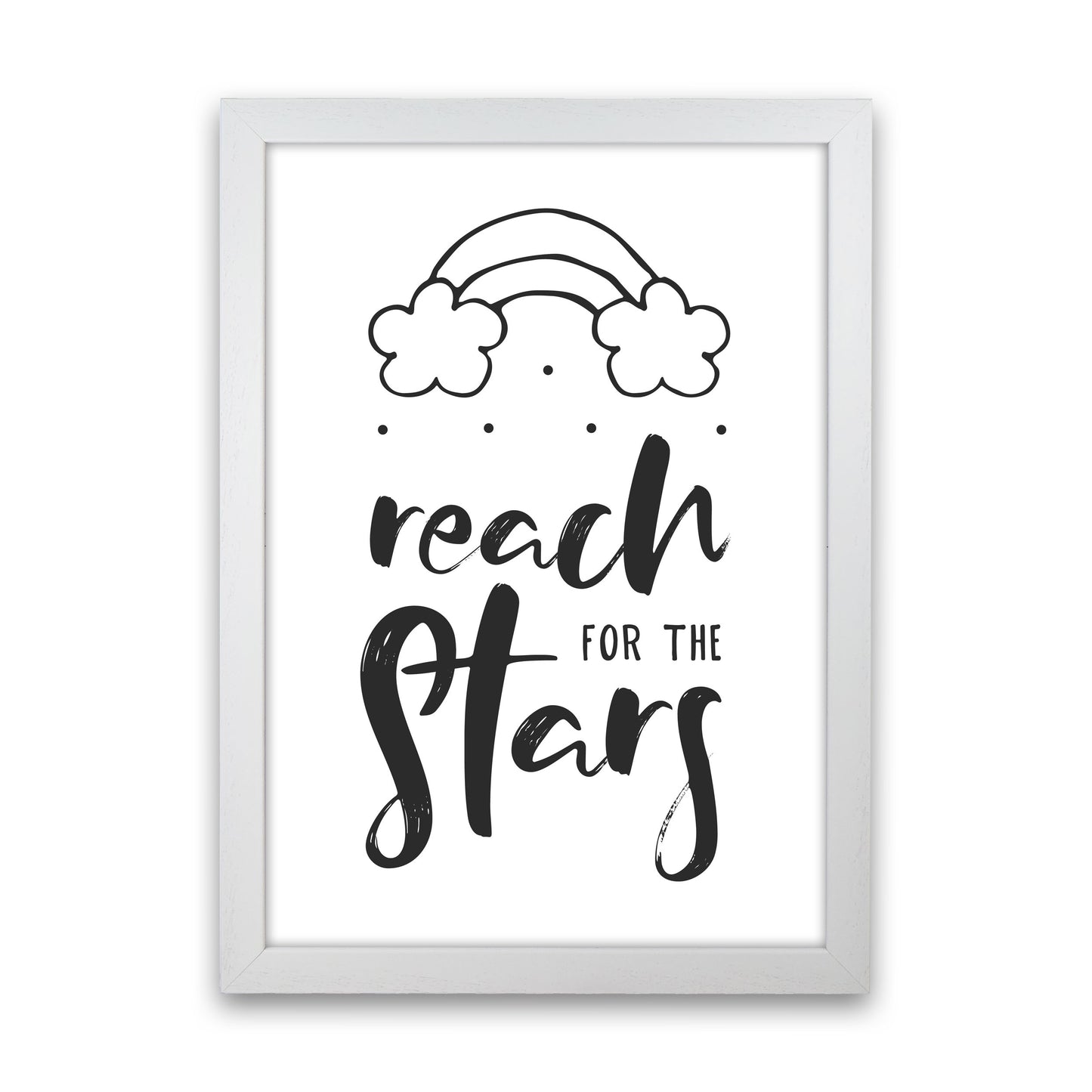 Reach For The Stars Black Modern Print White Grain