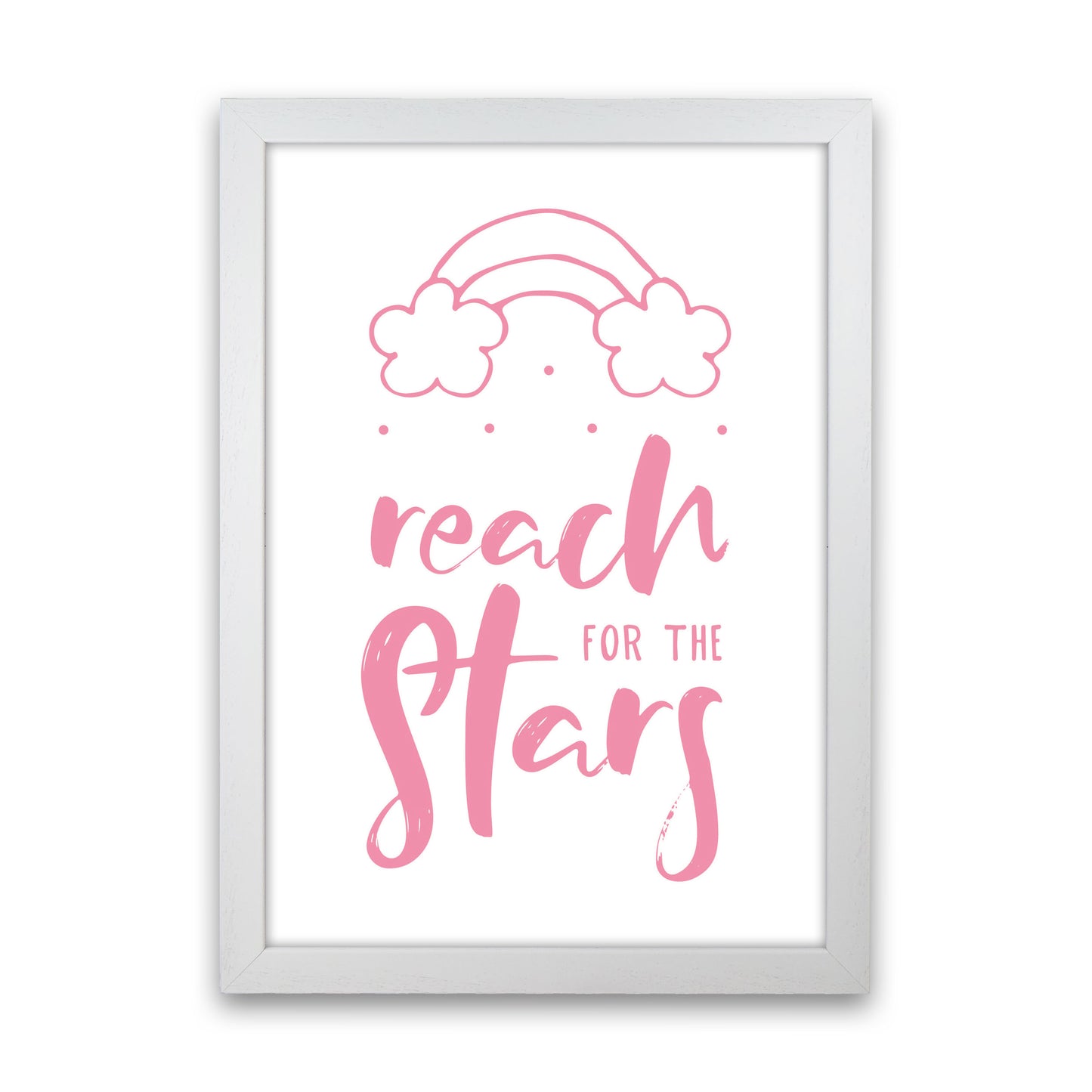 Reach For The Stars Pink Modern Print White Grain