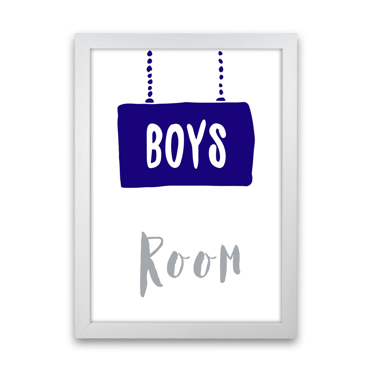 Boys Room Navy Framed Nursey Wall Art Print White Grain