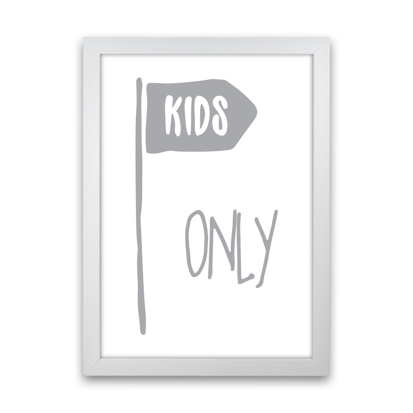 Kids Only Grey Framed Nursey Wall Art Print White Grain