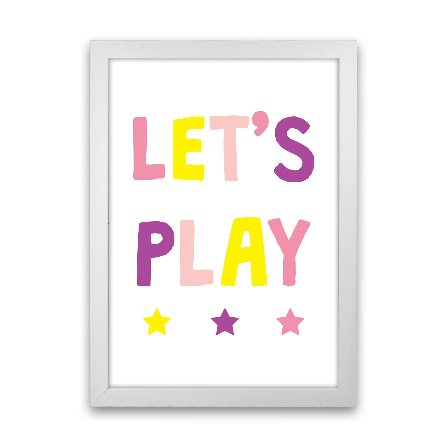 Let's Play Pinks Framed Nursey Wall Art Print White Grain