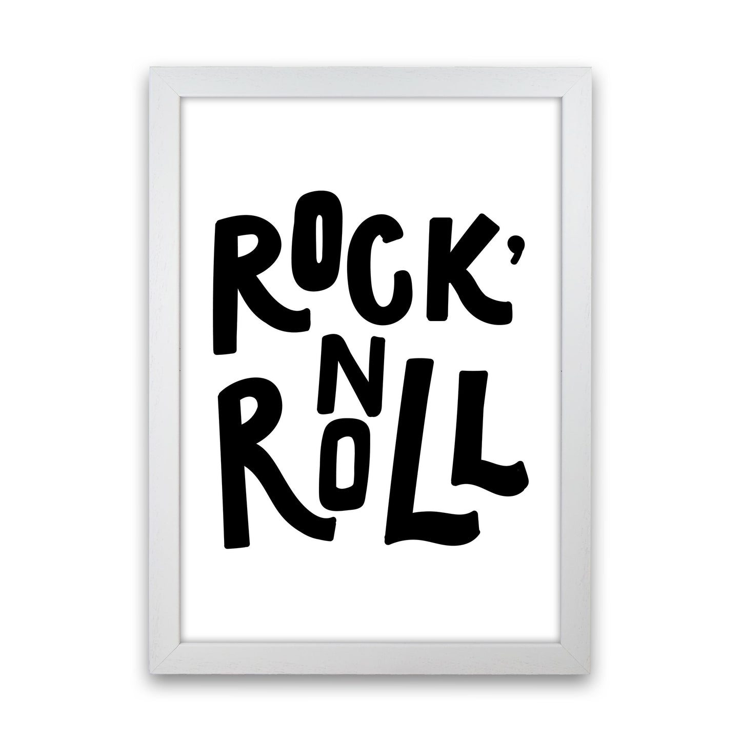 Rock 'N Roll Black Modern Print White Grain