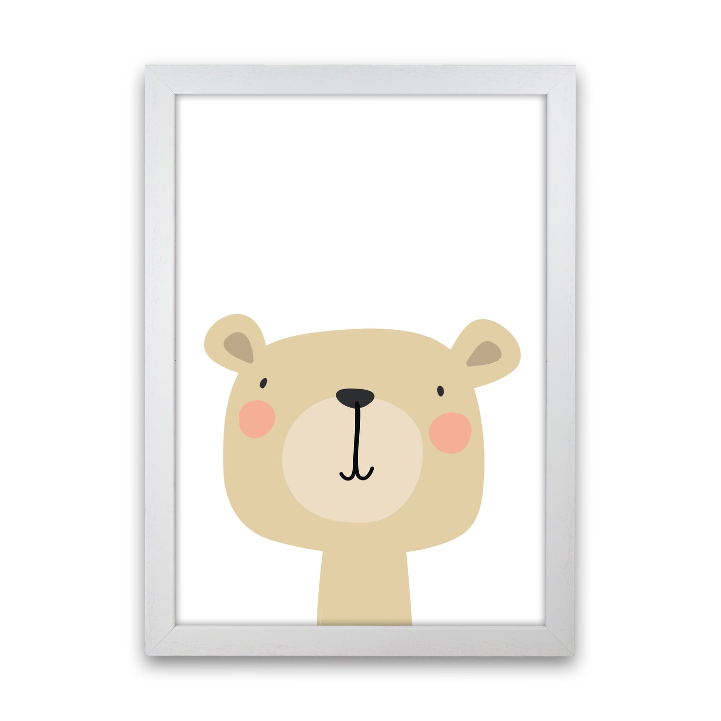 Beige Bear Modern Print Animal Art Print White Grain