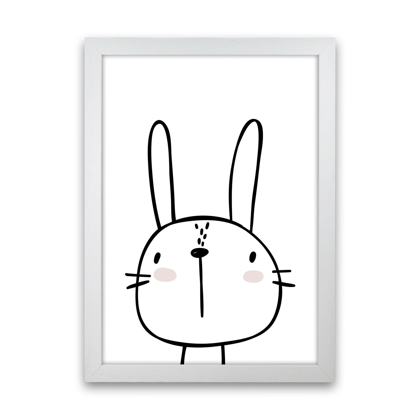White Bunny Modern Print, Animal Art Print White Grain