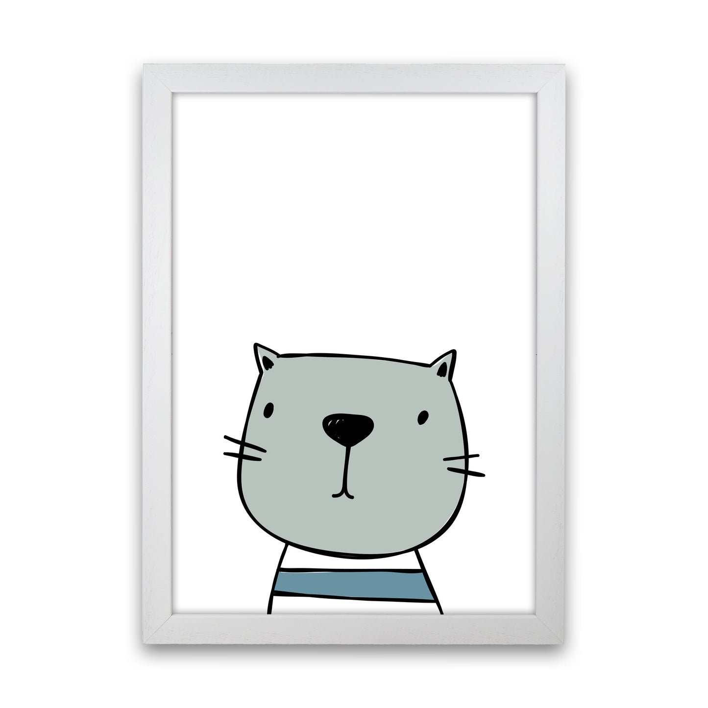 Cat Modern Print Animal Art Print White Grain