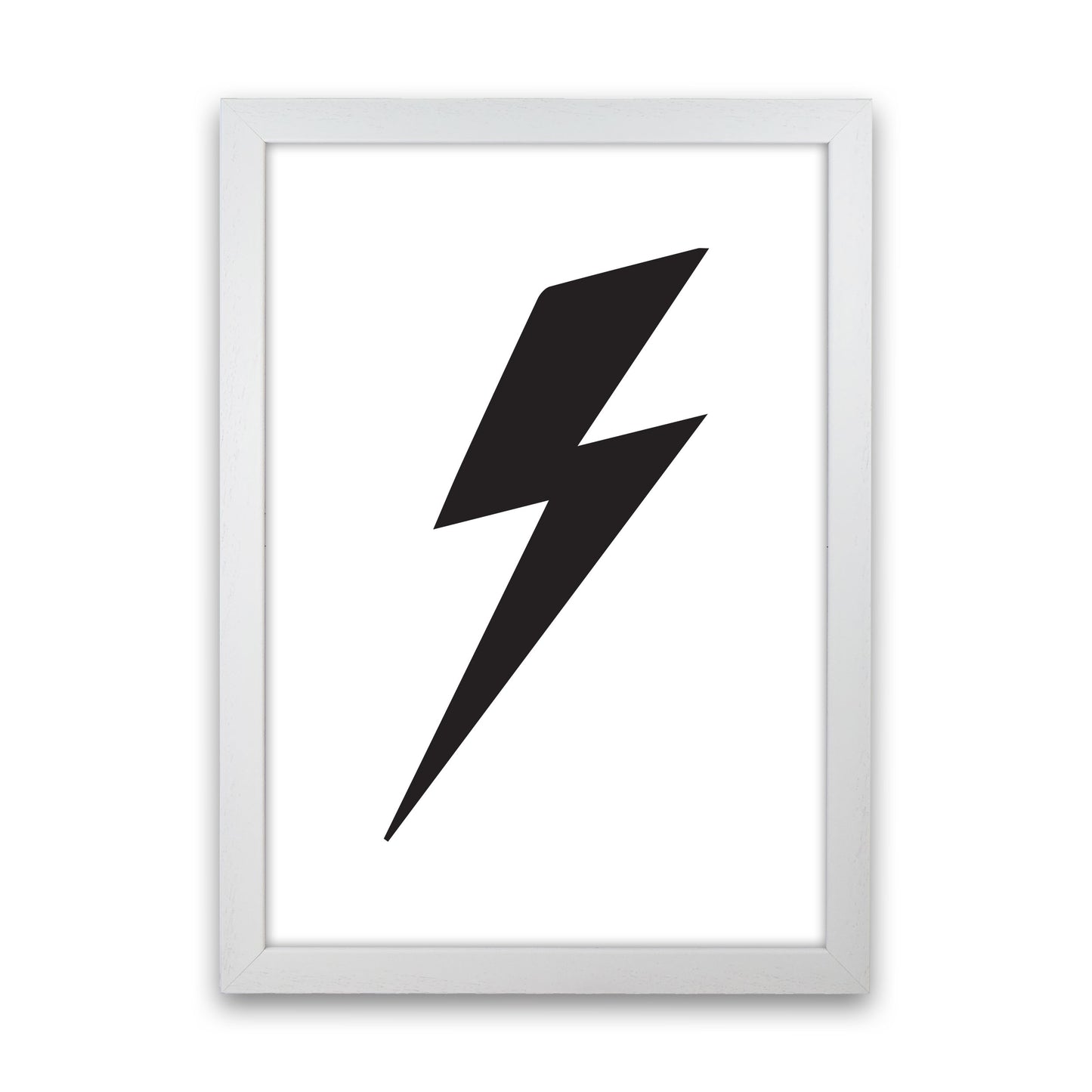 Lightning Bolt Framed Nursey Wall Art Print White Grain