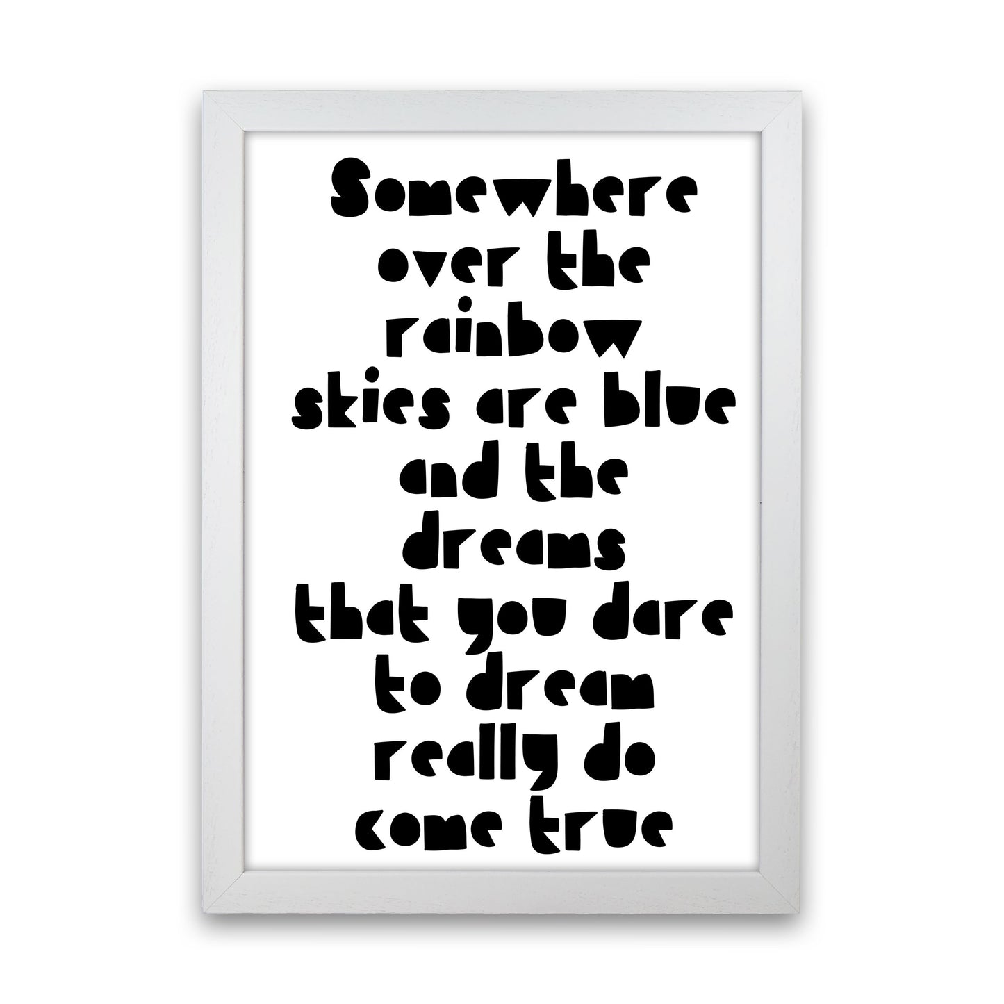 Somewhere Over The Rainbow Black Modern Print White Grain