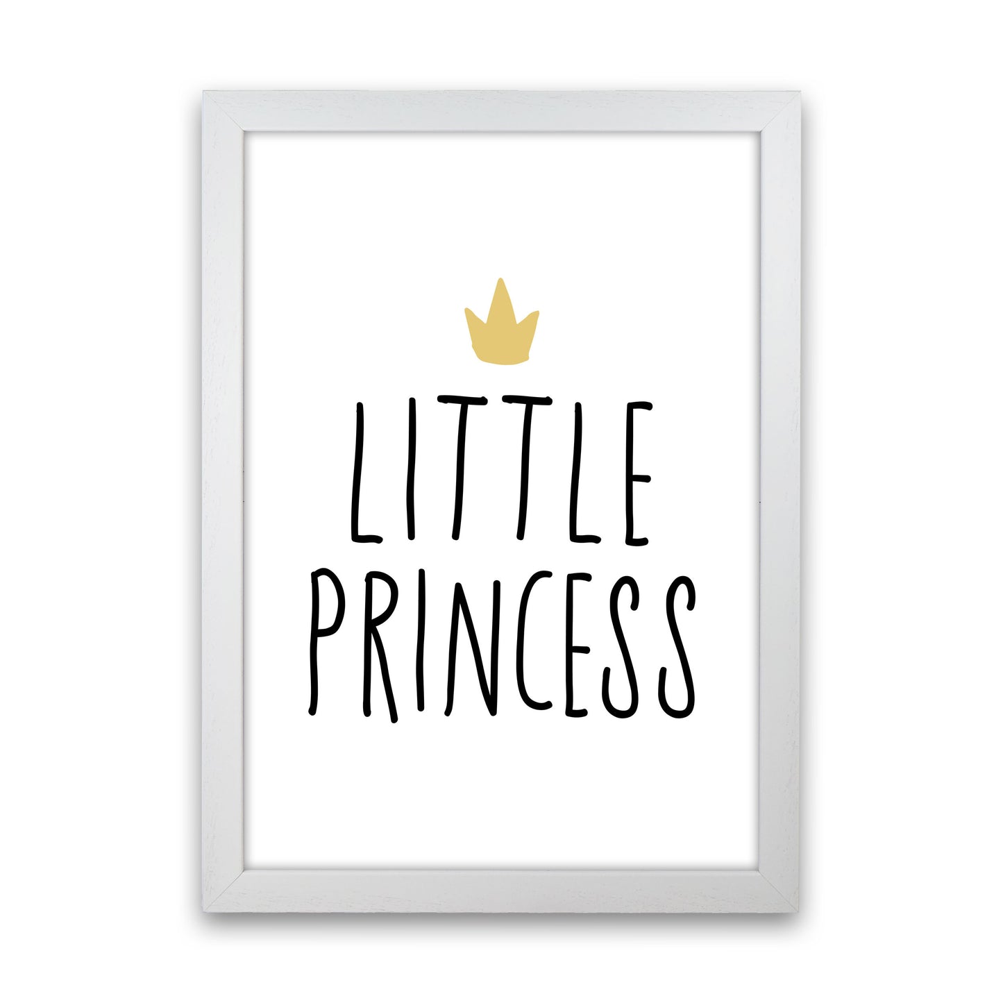 Little Princess Black And Gold Framed Nursey Wall Art Print White Grain