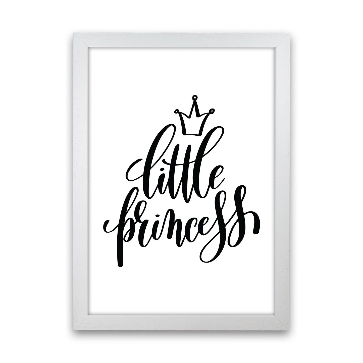 Little Princess Black Framed Nursey Wall Art Print White Grain
