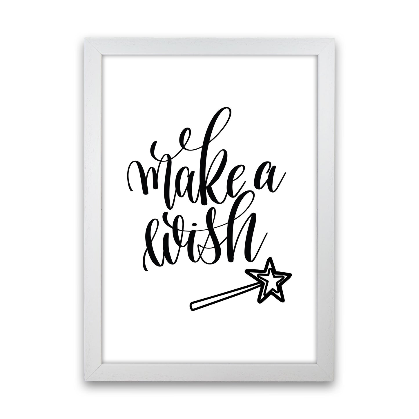 Make A Wish Black Framed Typography Wall Art Print White Grain