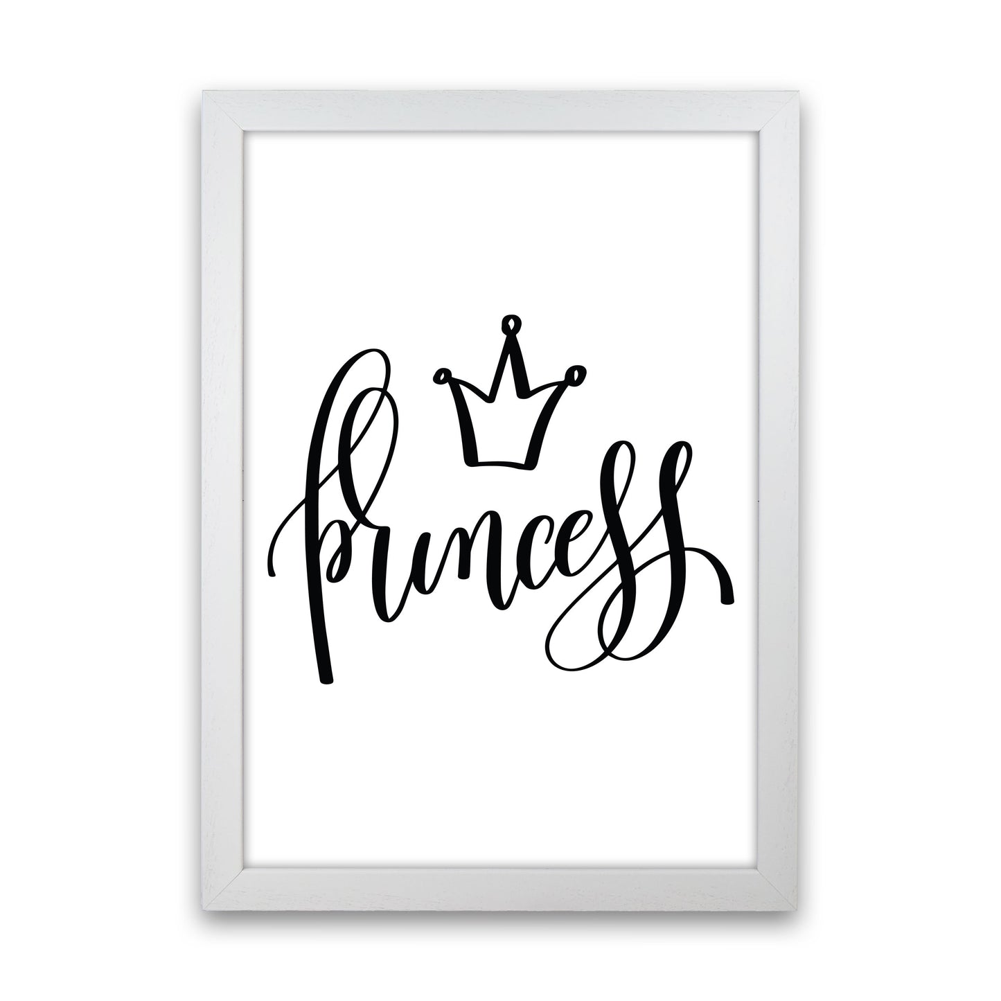 Princess Black Framed Nursey Wall Art Print White Grain