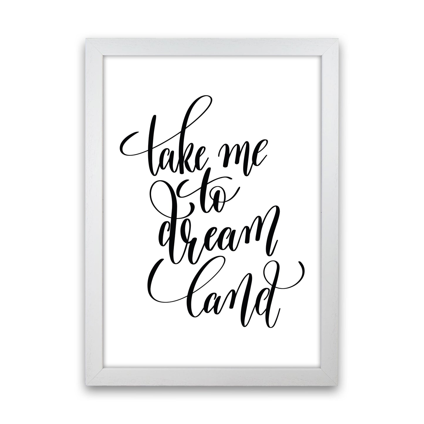 Take Me To Dream Land Black Modern Print White Grain