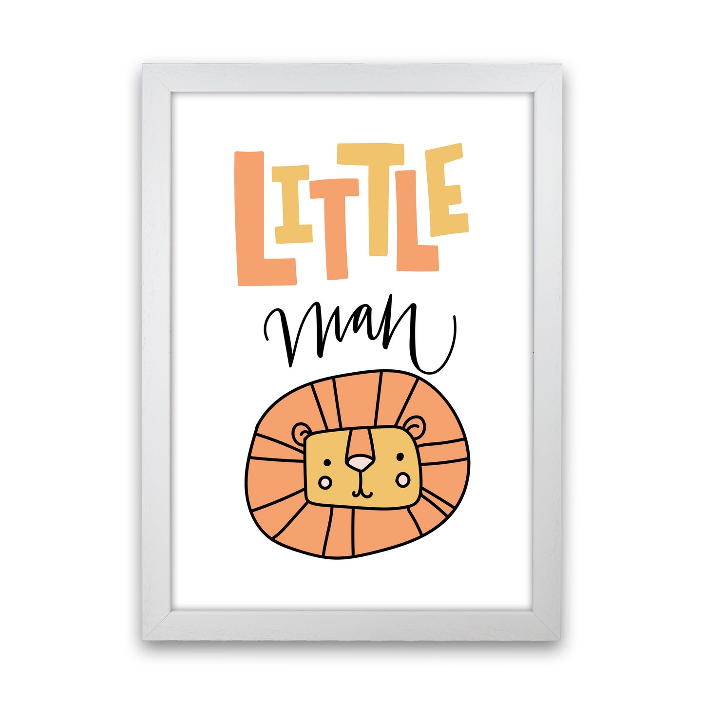 Little Lion Man Framed Nursey Wall Art Print White Grain