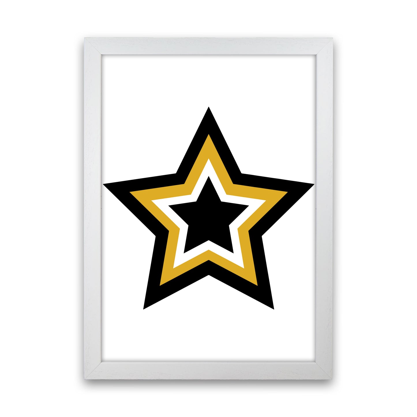 Mustard And Black Layered Star Modern Print White Grain